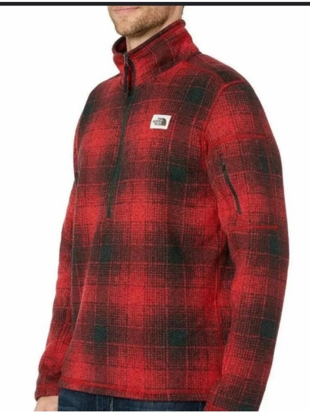 The North Face Mens Gordon Lyons 1/4 Zip Pullover Fleece Jacket Buffalo Plaid XL